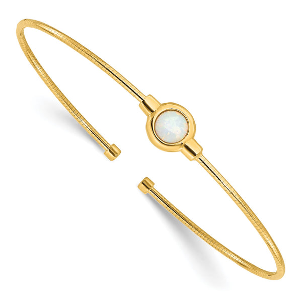 Sterling Silver Gold-plated Polished Opal Cuff Bracelet - Birthstone Company