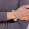 Sterling Silver 925 CZ Bracelet with Polished Textured Design - 7.5
