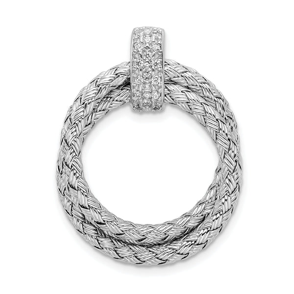 Sterling Silver Polished with CZ Braided Pendant