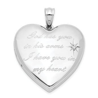 Sterling Silver Rhodium-plate God Has.. Diamond Ash Holder Heart Locket