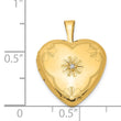 1/20 Gold Filled with Diamond Flower Design 15mm Heart Locket - Birthstone Company