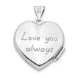 Sterling Silver Rhodium-plated Swirled Love You Always 18mm Heart Locket