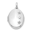 Sterling Silver Rhodium-plated Diamond Stars 20mm Oval Locket