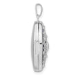 Sterling Silver Rhodium-plated Filigree Diamond 21mm Oval Locket