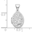 Sterling Silver Rhodium-plated Swirl Design 14mm Oval Locket