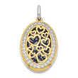 Sterling Silver Yellow & White Rhodium-plated Heart CZ 26mm Swing Locket