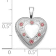 Sterling Silver RH-plated Polished / Satin Epoxy 16mm Floral Heart Locket