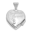 SS Rhodium-plated 15mm Dove Together forever Reversible Heart Locket