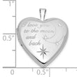 Sterling Silver RH-pl I LOVE YOU TO THE MOON AND.. 20mm Heart Locket
