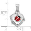 Sterling Silver Rh-plated Enamel 11mm Ladybug Heart Locket Pendant