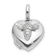 Sterling Silver Rhodium-plated Polished 12mm CZ Bee Heart Locket