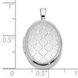 Sterling Silver RH-plated Polished / Satin 19mm Quilt Design Oval Locket