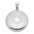 Sterling Silver Rhodium-plated 20mm Floral Filigree Round Locket