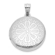 Sterling Silver Rhodium-plated 20mm Floral Heart Filigree Round Locket