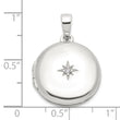 Sterling Silver E-coated CZ 19mm Round Locket