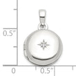 Sterling Silver E-coated CZ 14mm Round Locket