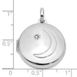 Sterling Silver Rhodium-plated 20mm Diamond Moon/Star Round Locket