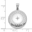 Sterling Silver Rh-plated Diamond Star 20mm Circular Border Round Locket