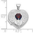 Sterling Silver Rhodium-plated Garnet January Birthstone 18mm Heart Locket - Birthstone Company