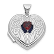 Sterling Silver Rhodium-plated Garnet January Birthstone 18mm Heart Locket - Birthstone Company