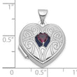Sterling Silver Rhodium-plated Rhodolite Garnet June Birthstone 18mm Heart Locket - Birthstone Company