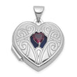Sterling Silver Rhodium-plated Rhodolite Garnet June Birthstone 18mm Heart Locket - Birthstone Company