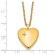 1/20 Gold Filled 20mm Polished/Satin Diamond Star Heart Locket Necklace - Birthstone Company