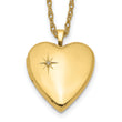 1/20 Gold Filled 20mm Polished/Satin Diamond Star Heart Locket Necklace