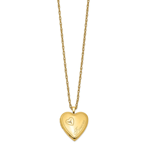 1/20 Gold Filled 20mm Diamond Forever Heart Locket Necklace - Birthstone Company