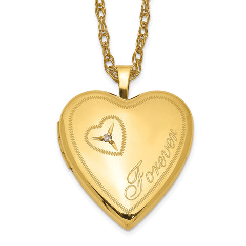 1/20 Gold Filled 20mm Diamond Forever Heart Locket Necklace - Birthstone Company