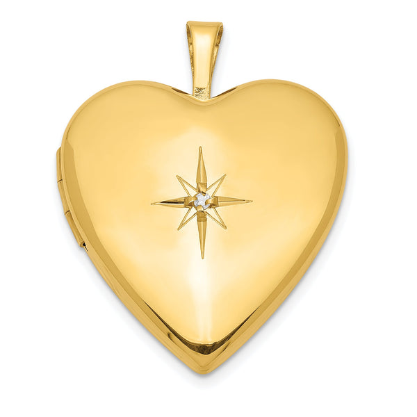Sterling Silver Gold-plated Diamond Star 20mm Heart Locket