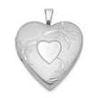 Sterling Silver Rhod-plated 20mm Satin/Polished D/C Butterfly Heart Locket