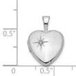 Sterling Silver Rhodium-plated Polished Diamond Star 12mm Heart Locket - Birthstone Company