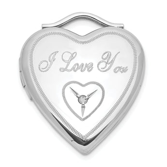 Sterling Silver 20mm Diamond I Love You Heart Locket