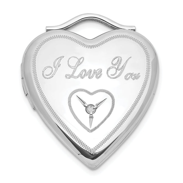 Sterling Silver 20mm Diamond I Love You Heart Locket