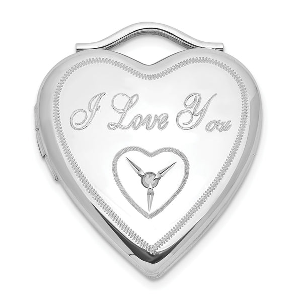 Sterling Silver 20mm Diamond I Love You Heart Locket - Birthstone Company