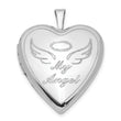 Sterling Silver Rhodium-plated 21mm Polished My Angel Heart Locket