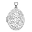 Sterling Silver Rhodium-plated 21mm Scroll Oval Love Always Locket