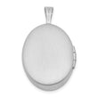Sterling Silver Rhod-plated 19mm Diamond Satin & Polished Heart Oval Locket