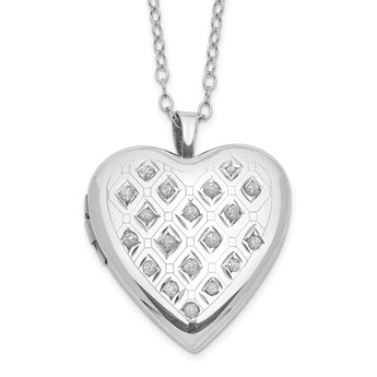 Diamond Fascination Diamond Mystique Sterling Silver Platinum-plated Diamond Heart Locket