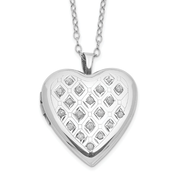 Diamond Fascination Diamond Mystique Sterling Silver Platinum-plated Diamond Heart Locket