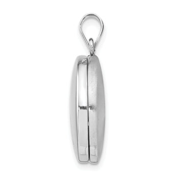 Sterling Silver Rhodium-plated 20mm Polished Scrolled Round Locket
