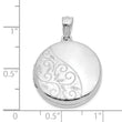 Sterling Silver Rhodium-plated 20mm Polished Scrolled Round Locket