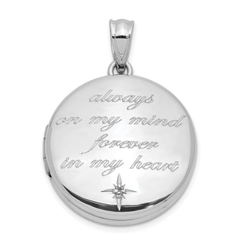 Sterling Silver Rh-pltd 20mm Diamond Always On My Mind Round Locket