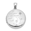 Sterling Silver Rh-pltd 20mm Diamond LOVE TO THE MOON Round Locket
