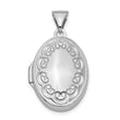 Sterling Silver Rhodium-plated 17mm Scrolled Oval Locket