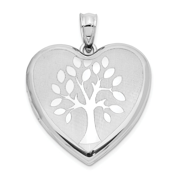 Sterling Silver Rhodium-plated Tree Ash Holder Heart Locket