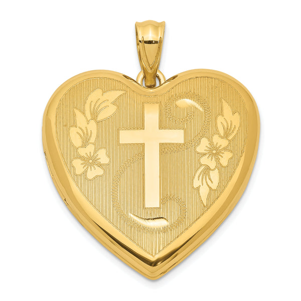 Sterling Silver Gold-tone Floral Cross Ash Holder Heart Locket