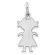 SS Rh-plt D/C Engraveable Girl Polished Front/Satin Back Disc Charm