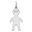Sterling Silver Rhod-plated Eng. Boy Polished Front/Satin Back Disc Charm
